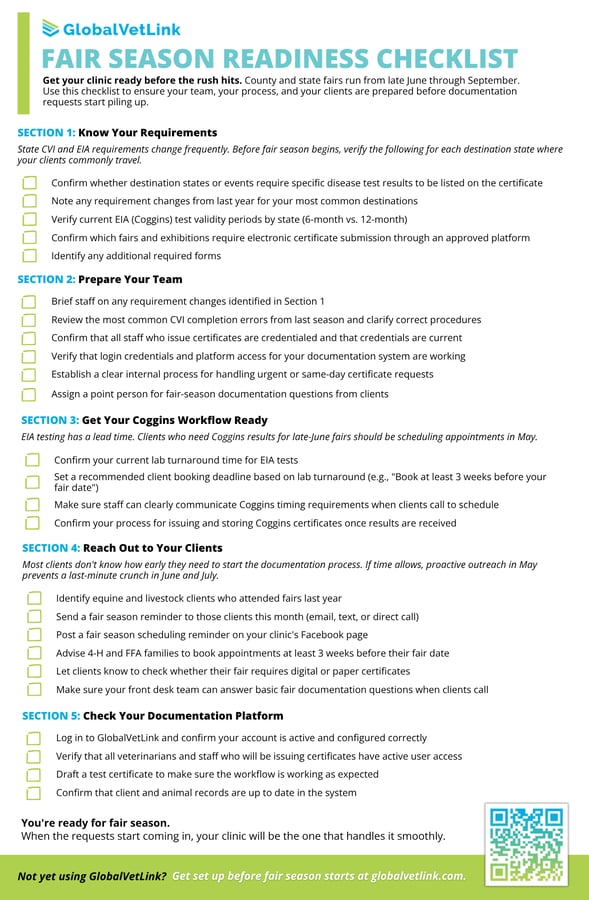 FAIR SEASON READINESS CHECKLIST FAIR SEASON READINESS CHECKLIST